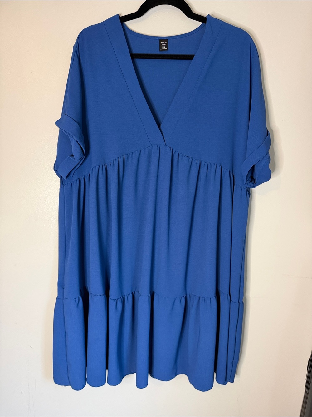 Oversized Blue V Neck Cobalt Dress or Swim Coverup, 1XL
